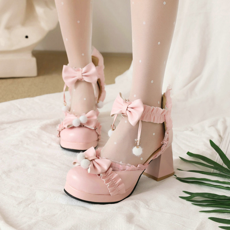 包头凉鞋女夏季甜美lolita鞋子白色高跟鞋女优雅学生软妹公主lo鞋