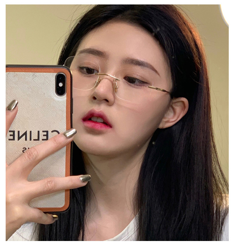 jennie无框眼镜框架素颜女超轻近视ins风小红书同款防蓝光韩版潮
