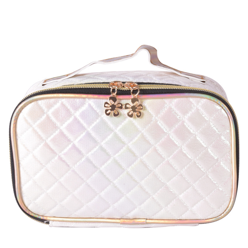 Fashion Portable Diamond Lattice Cosmetic Bag Colorful Laser Wash Bag Women's Cosmetics Travel Portable Storage Bag