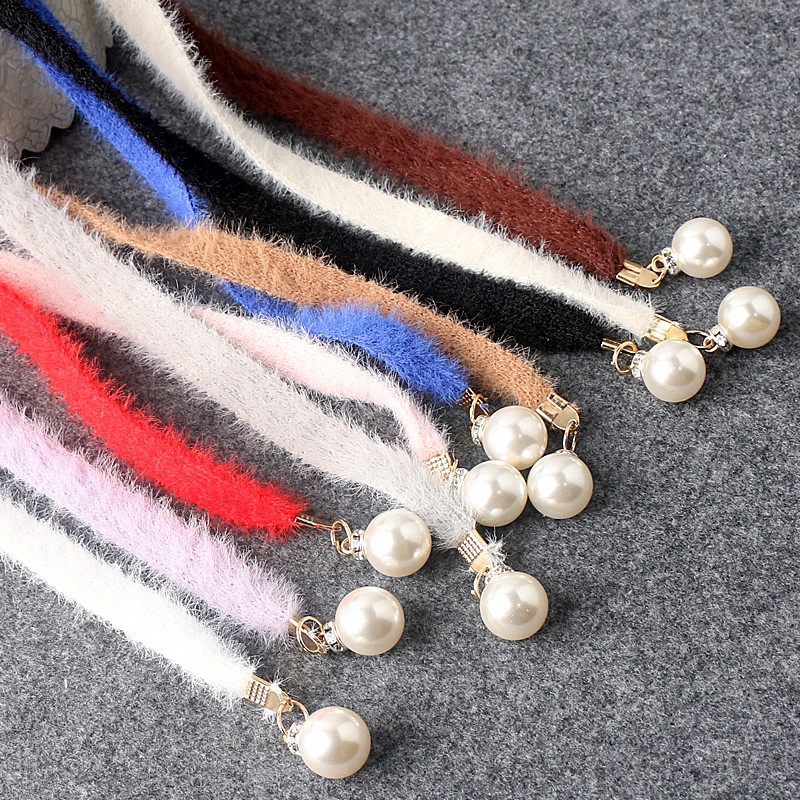 韩版时尚针织兔毛腰带女细装饰连衣裙子百搭皮草腰绳休闲毛衣腰链