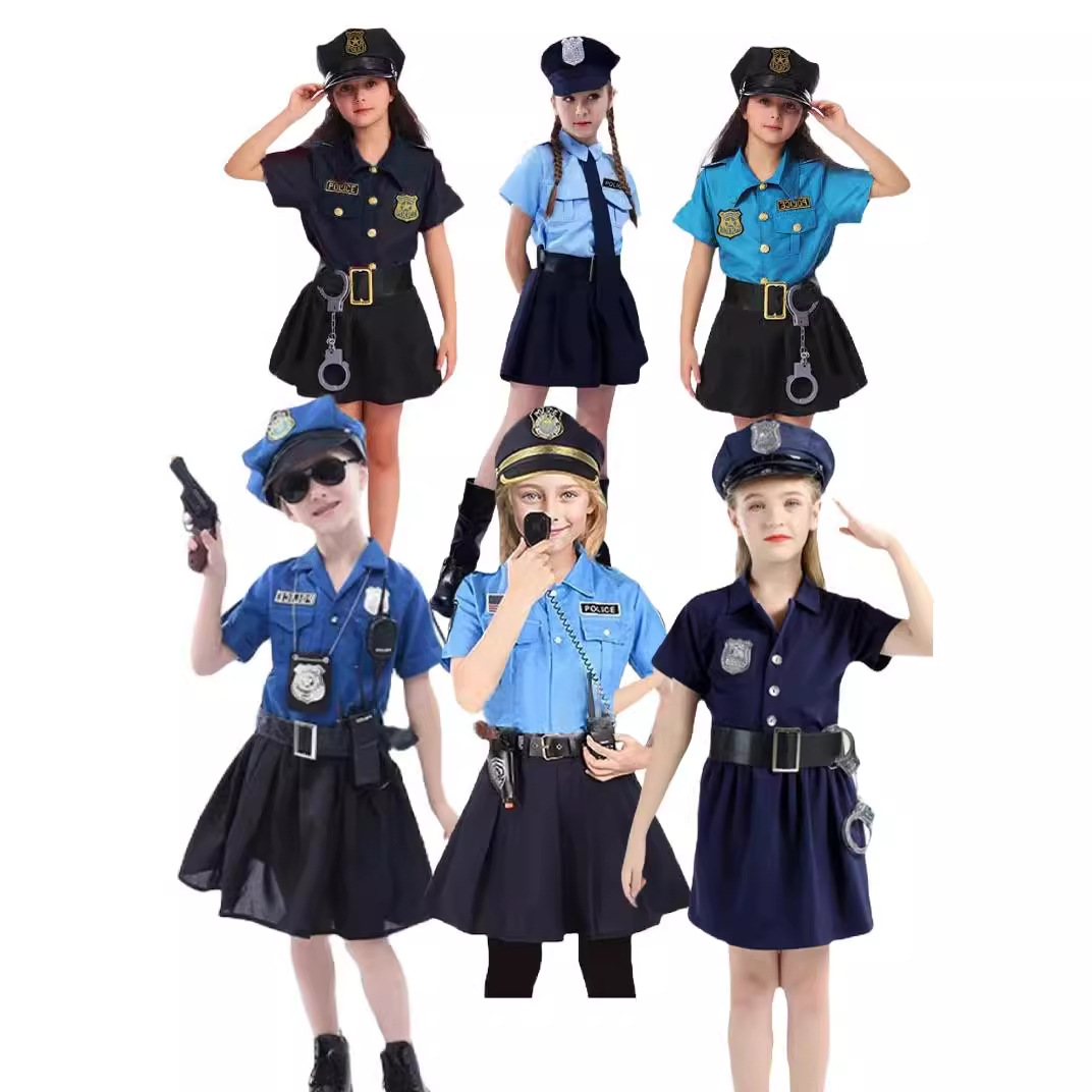 万圣节儿童警察服角色扮演女款警察服表演万圣节变装舞会派对服装