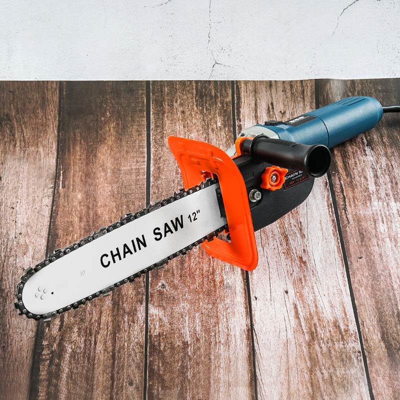 角磨机改装电链锯家用小型多功能电锯伐木锯手持切割链条配件电动