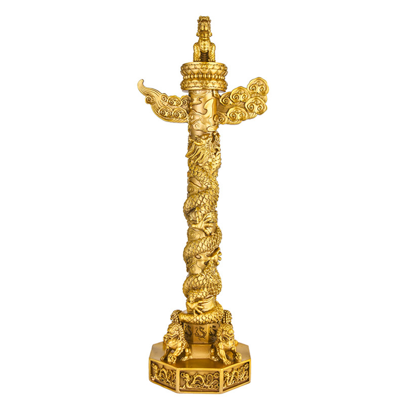 华表摆件精致华表柱摆件中华柱龙柱纯铜现代家居办公室摆件