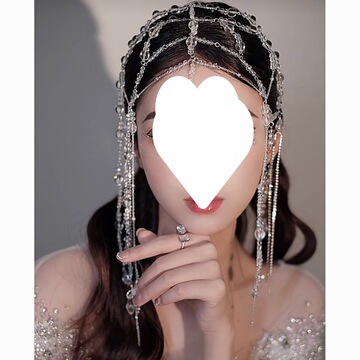 眉心坠新娘结婚头饰发饰跟妆婚纱流苏额饰额头链仙大气代发亚马逊