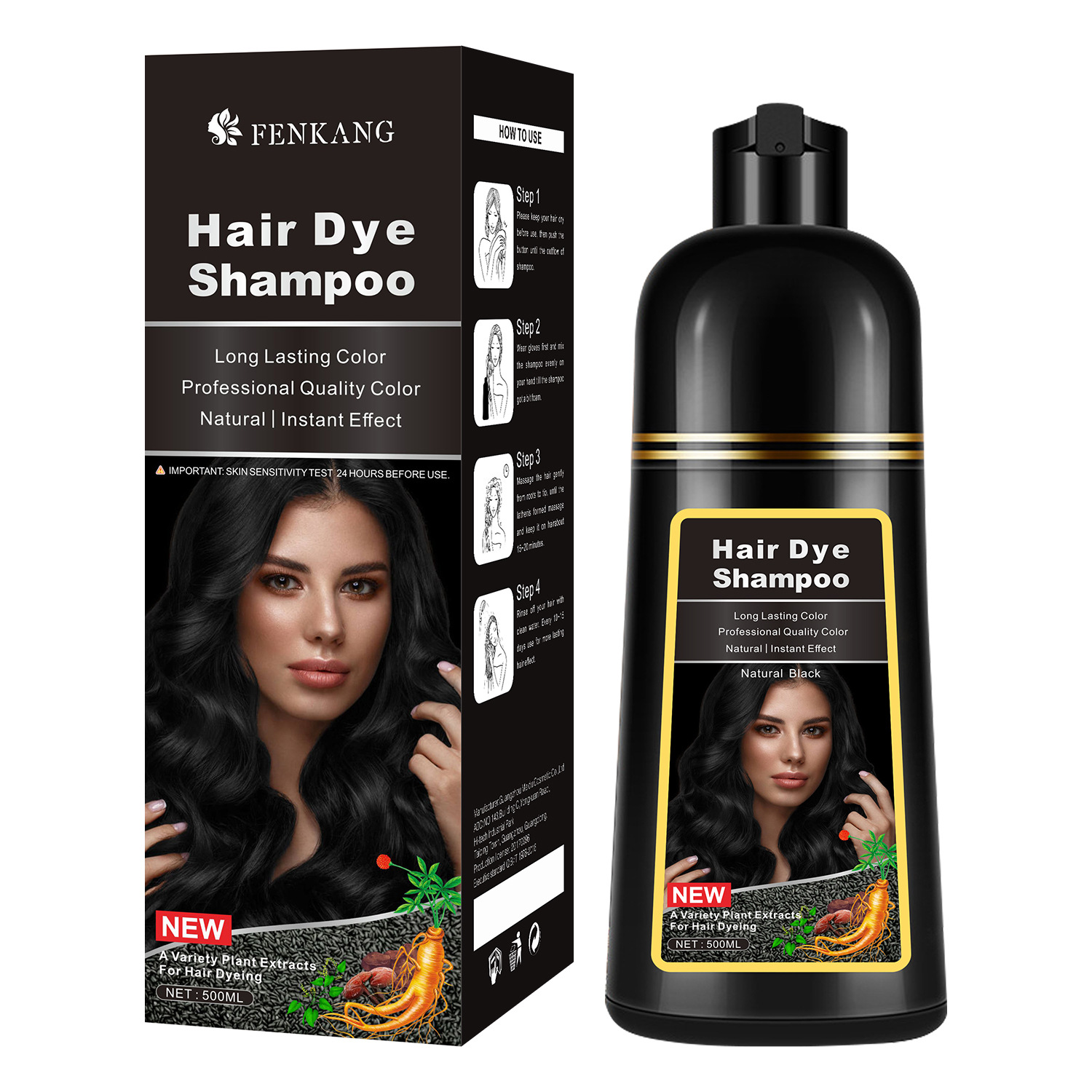 Cross-Border Foreign Trade Black Plants in English Hair Dye Covering Gray Hair Black Bubble Washing Hair Color Cream Factory Wholesale