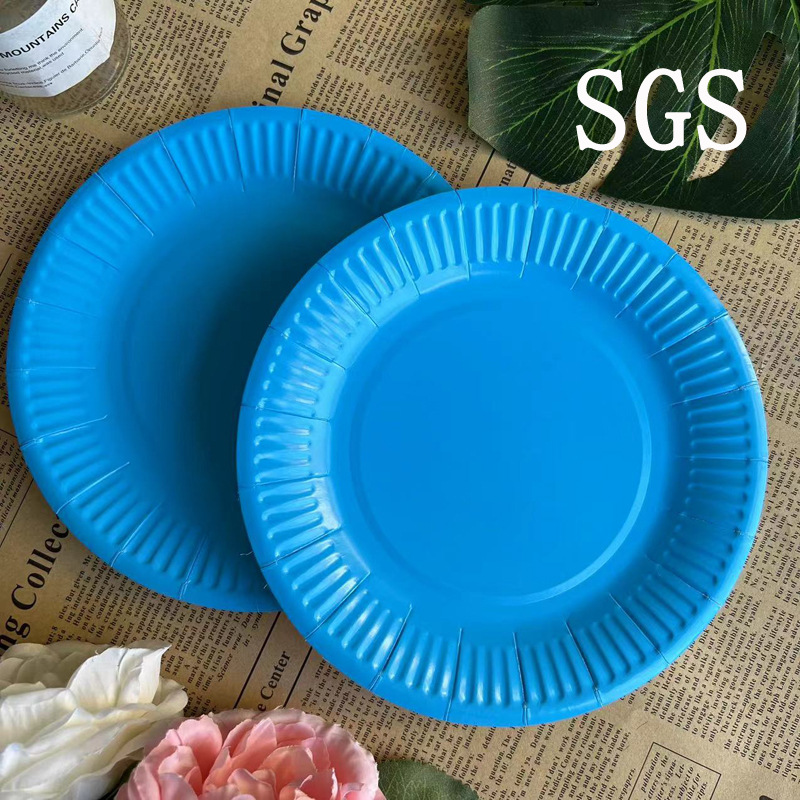 disposable paper tray 7-inch fine grain paper plate round white cardboard plate monochrome party paper plate factory wholesale paper plate