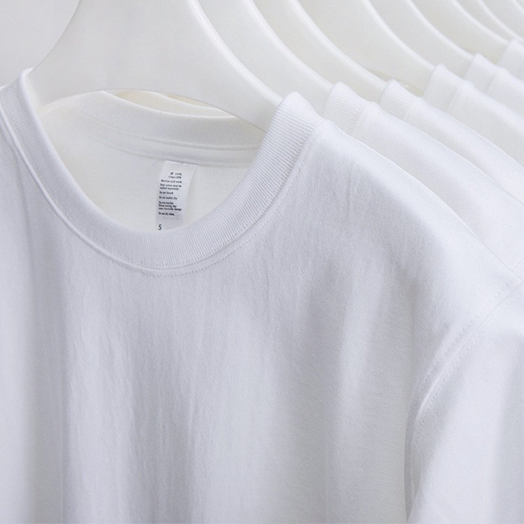 Heavy Cotton Short-Sleeved T-shirt Women's Loose Pure White Base Shirt Summer Japanese Cotton White T-shirt Women's Clothing Wholesale