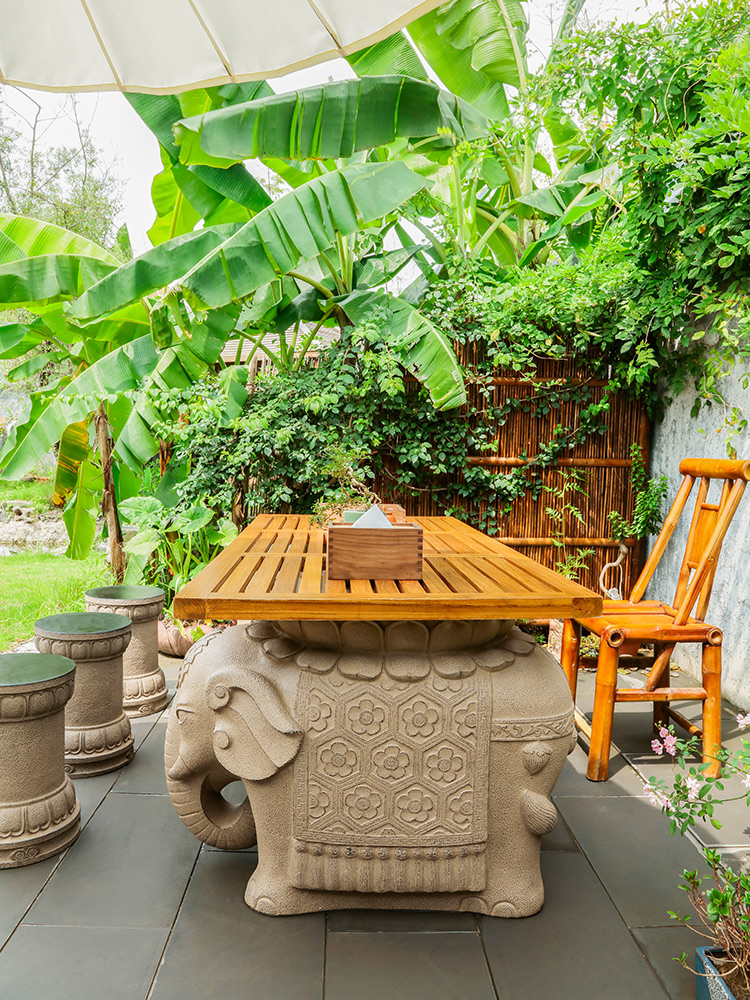 汉韵堂庭院露天户外桌椅组合实木茶几套件休闲花园露台茶桌三件套