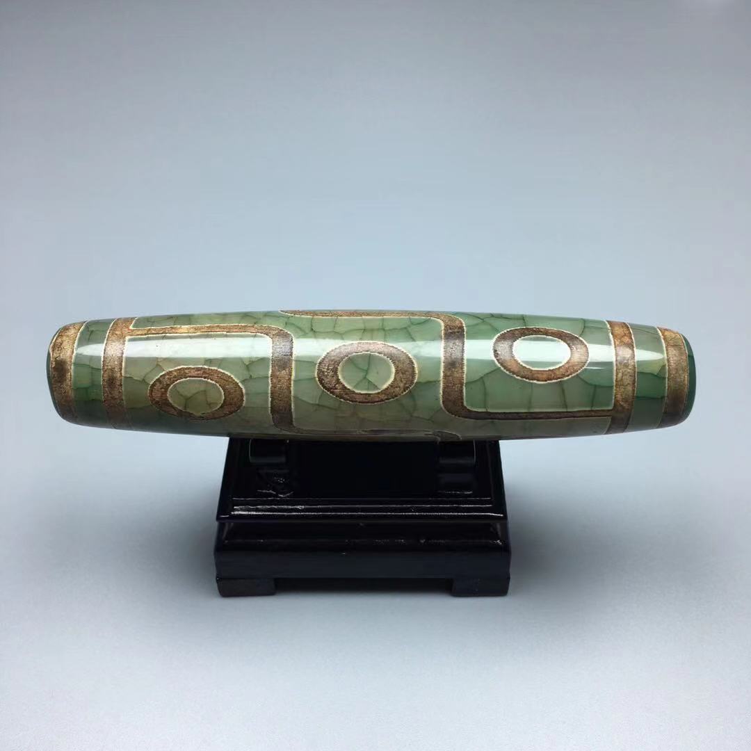 厂家批发玛瑙绿色九眼龙纹老天珠散珠配饰吊坠毛衣链玉坠diy饰品