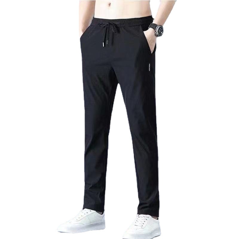   Ice Silk Pants Men's oose Breathable Straight Casual Pants Summer Thin Quick-Drying Trousers Stretch Men's Sports Pants