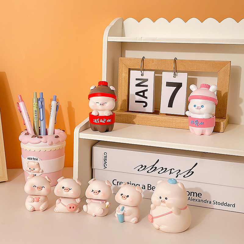 Christmas Gift Piggy Bank Doll Tianbaby Pig Series Cute Cartoon Resin Pencil Vase Decoration Wholesale