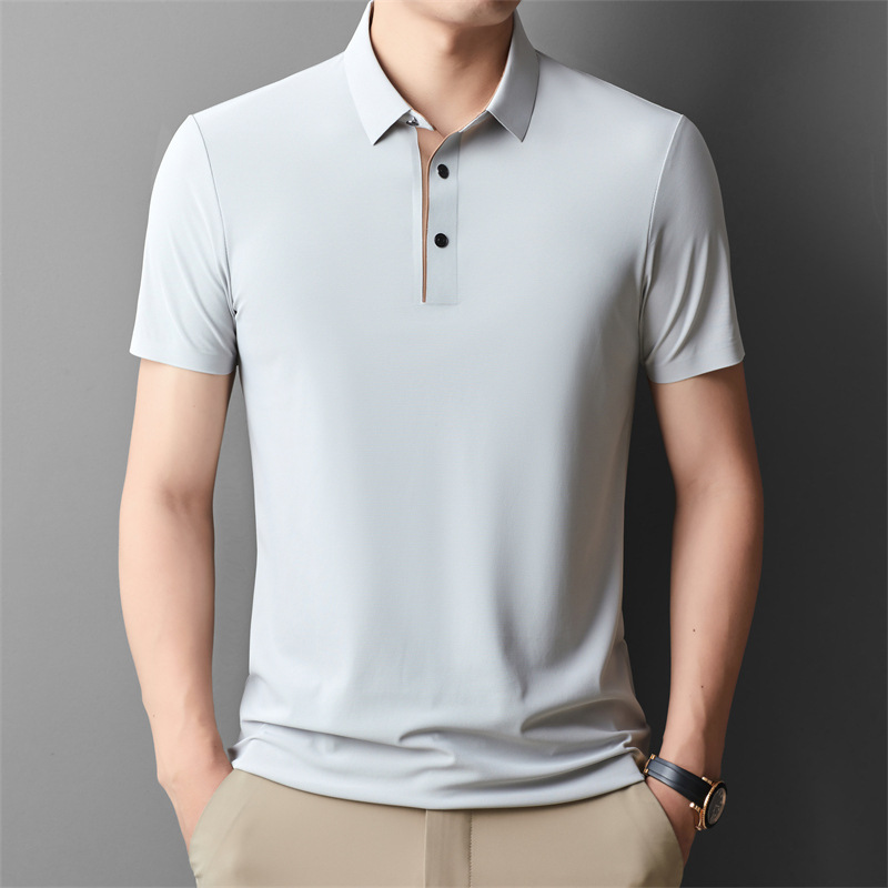 冰丝短袖polo衫男夏季新款翻领上衣服男士休闲锦氨无痕半袖t恤男
