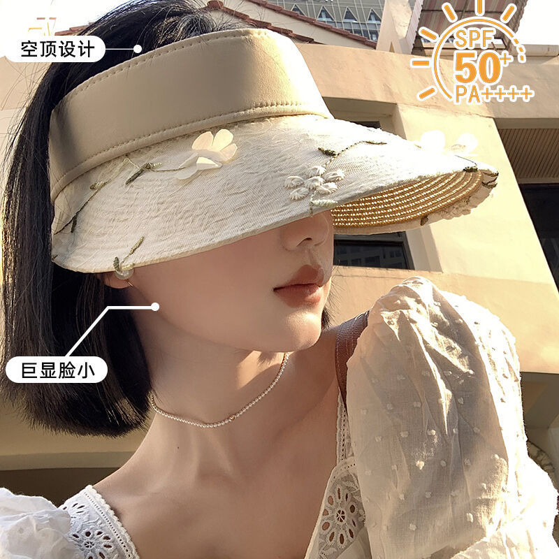 Three-Dimensional Flower Japanese Beach Holiday Sun Hat Straw Top Hat Female Summer Big Brim Sun Protection Hat