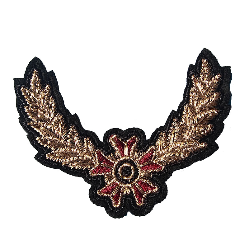 c10 金线绣麦穗徽章个性刺绣标电脑绣花布贴臂章厂家现货质量保证