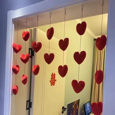 居家婚庆爱心门帘高颜值爆款小红书婚房装饰少女心公主房门帘挂帘