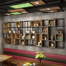 工业风铁艺墙上置物架多层书架实木墙面壁挂餐厅装饰loft储物架子