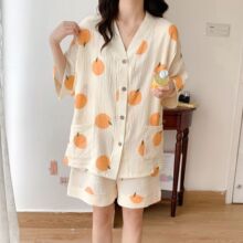 哺乳睡衣夏季薄款短袖孕妇两件套装纱布月子服纯棉孕期产后5月份6