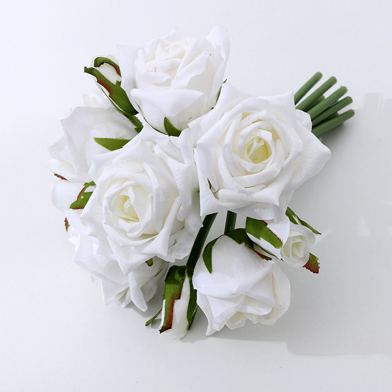 Tie 10 Heads Feel Artificial Rose Dining-Table Decoration Bride Holding Moisturizing Lamination Emulational Rose Flower