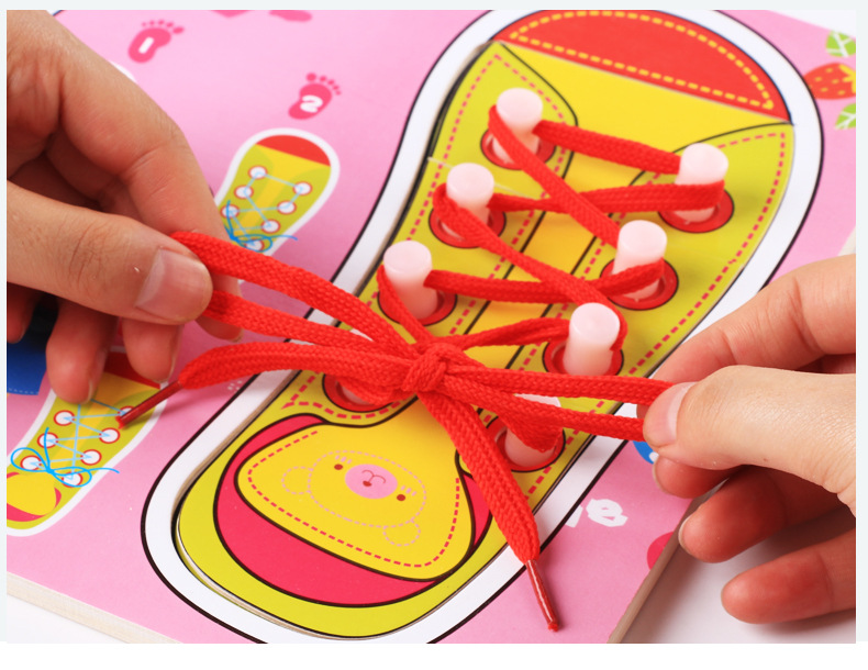 幼儿园蒙特梭利早教玩具男女宝宝益智区练习系鞋带生活训练穿鞋板