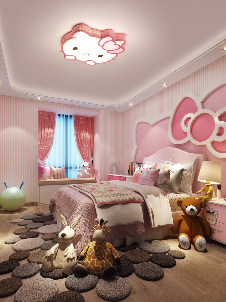 儿童房灯hellokitty猫卡通吸顶灯温馨女孩公主房间凯蒂猫卧室灯具