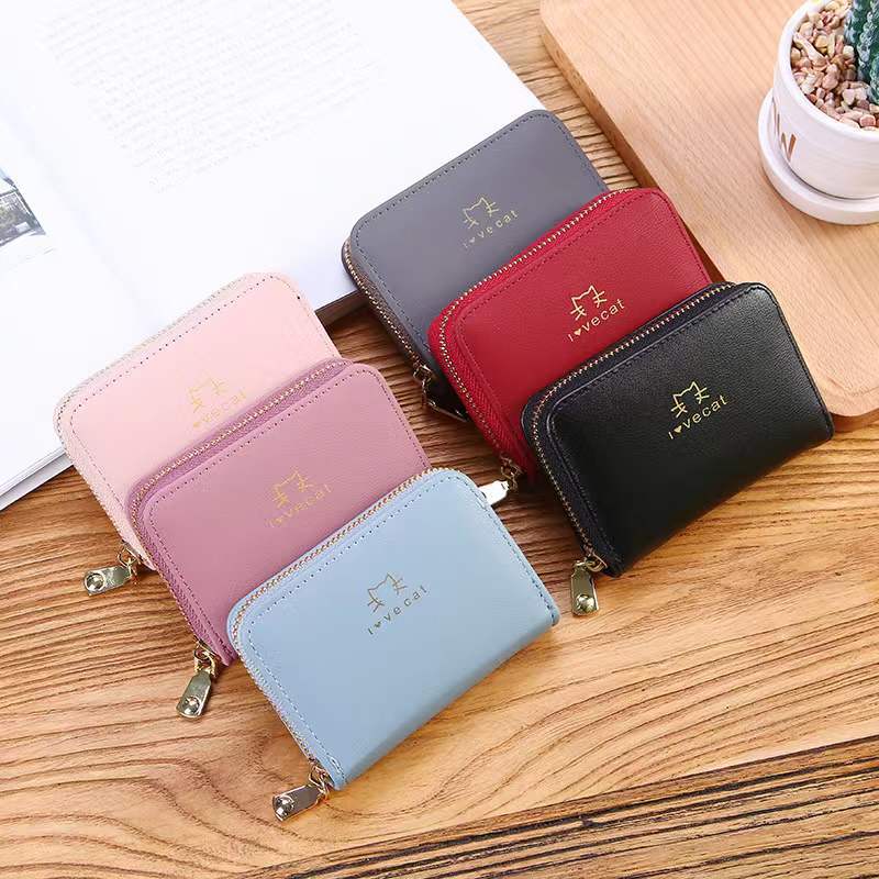 Card Holder New Simple Fashion Expanding Card Holder Women's Zipper Men's and Women's Card Holder Driver's License Package Credit Card Wallet