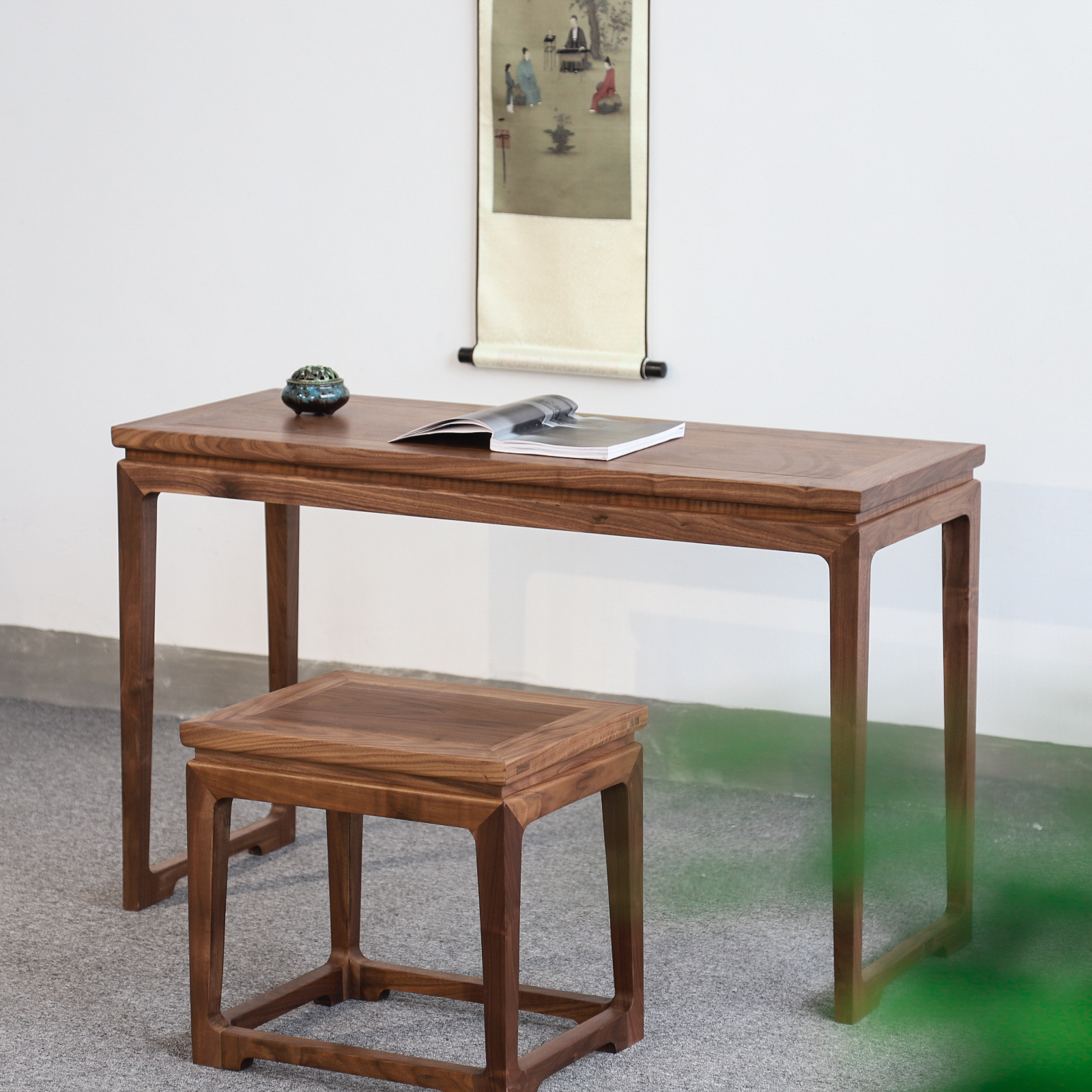 实木琴桌古琴桌矮古琴桌凳共鸣琴桌书桌 老榆木古琴桌新中式 高端