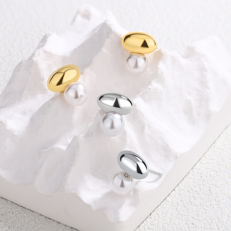 3826个性简约港风气质小金豆耳钉甜美优雅珍珠金珠豆豆高级感耳环