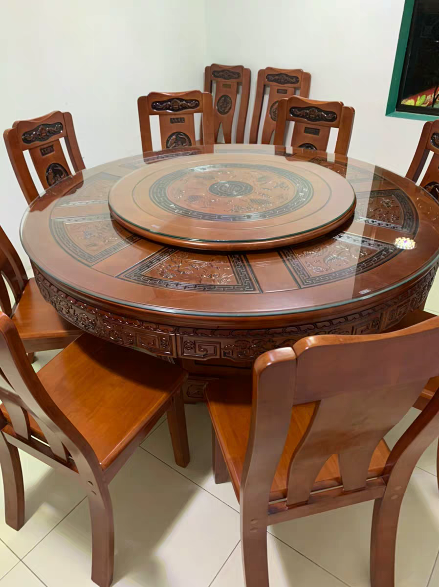 钢化玻璃桌面枝头香圆形餐桌大圆桌茶几透明玻璃台面园玻璃转盘台