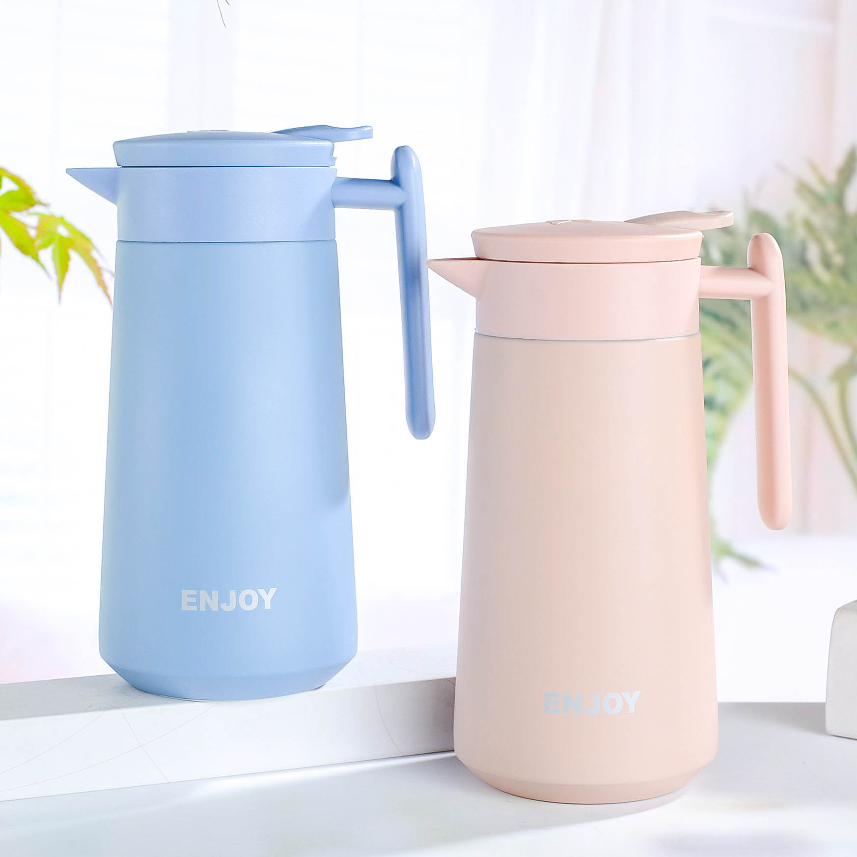 Macaron Color Thermal Pot Household European-Style Portable Large Capacity Coffee Pot Stainless Steel Kettle Electric Kettle Lettering