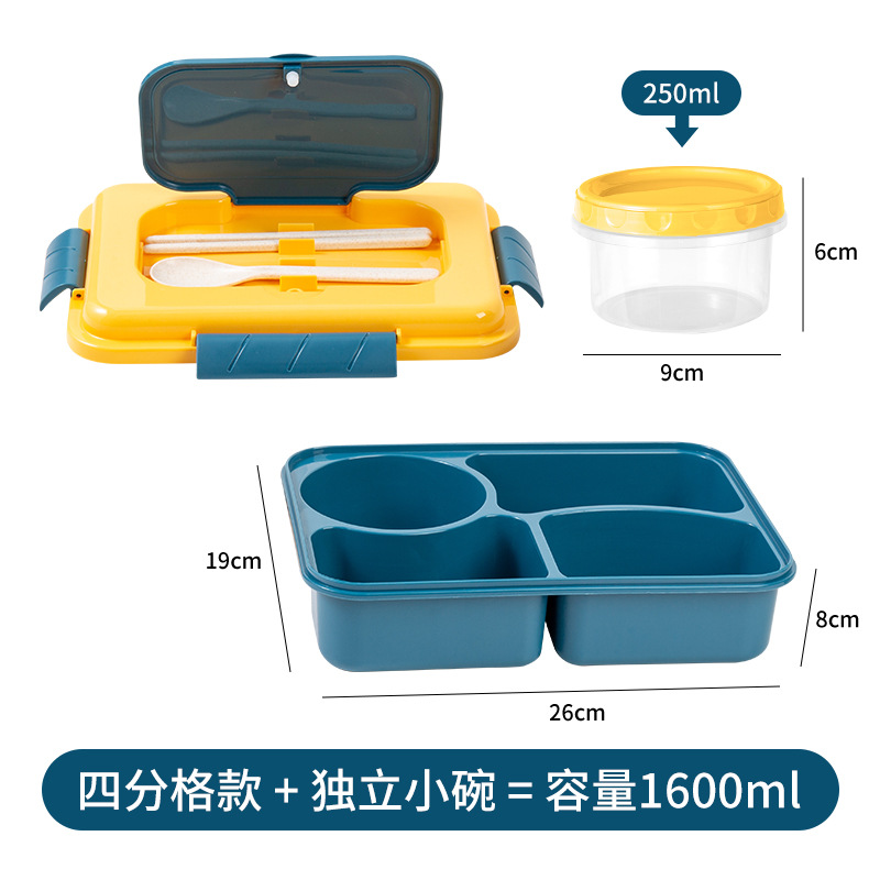 Modern Simple Plastic Lunch Box Student Divided Lunch Box Large Capacity Leak-Proof Sealed Heating Office Worker Lunch Box with Bowl