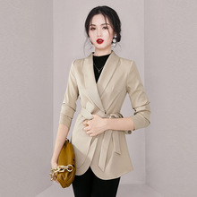 2022秋季新款韩版西装领OL通勤风设计感系带收腰时尚小西装外套女