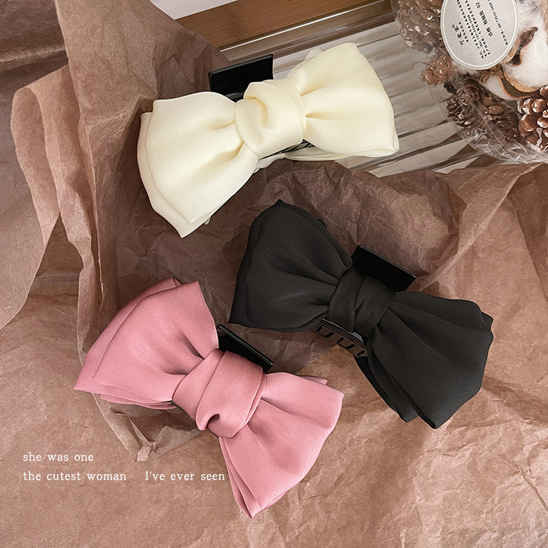 Black Double-Sided Bow Claw Clip Mori Style Barrettes Female Sense Shark Clip Hairpin New Clip Hairware Hair Accessories