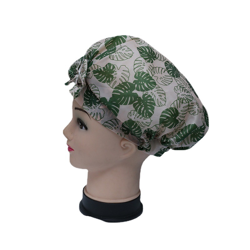 Bathroom Leaf Shower Cap Female Waterproof Bath Household Elastic Oil-Proof Cigarette Packet Head Cover Anti-Gray Cap Factory in Stock Wholesale