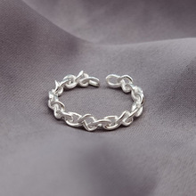 s925纯银戒指女链条轻奢设计感小众镂空开口戒食指指环可调节首饰