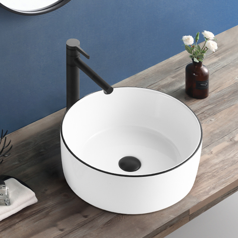 怡瓷台上盆洗手盆圆形家用卫生间台面盆陶瓷简约洗面盘洗脸池水盆