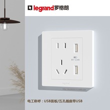 Legrand/罗格朗 博蕴 带二三插USB充电插座_玉兰白 ES426/10US/U2