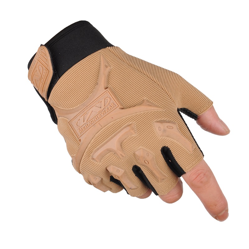 Tactical Half Finger Gloves Men's Fitness Outdoor Sports Road Bike Non-Slip Wear-Resistant Half Finger Gloves Mountaineering Open Finger Training