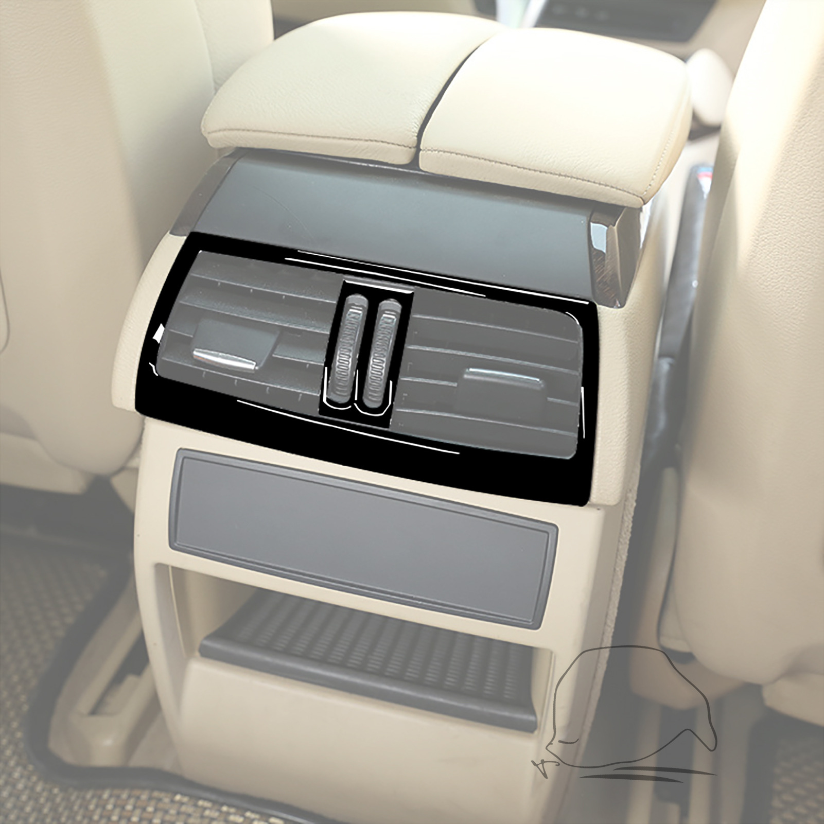 适用于宝马x5x6e70 e71后排出风口装饰贴钢琴黑亮黑汽车内饰改装