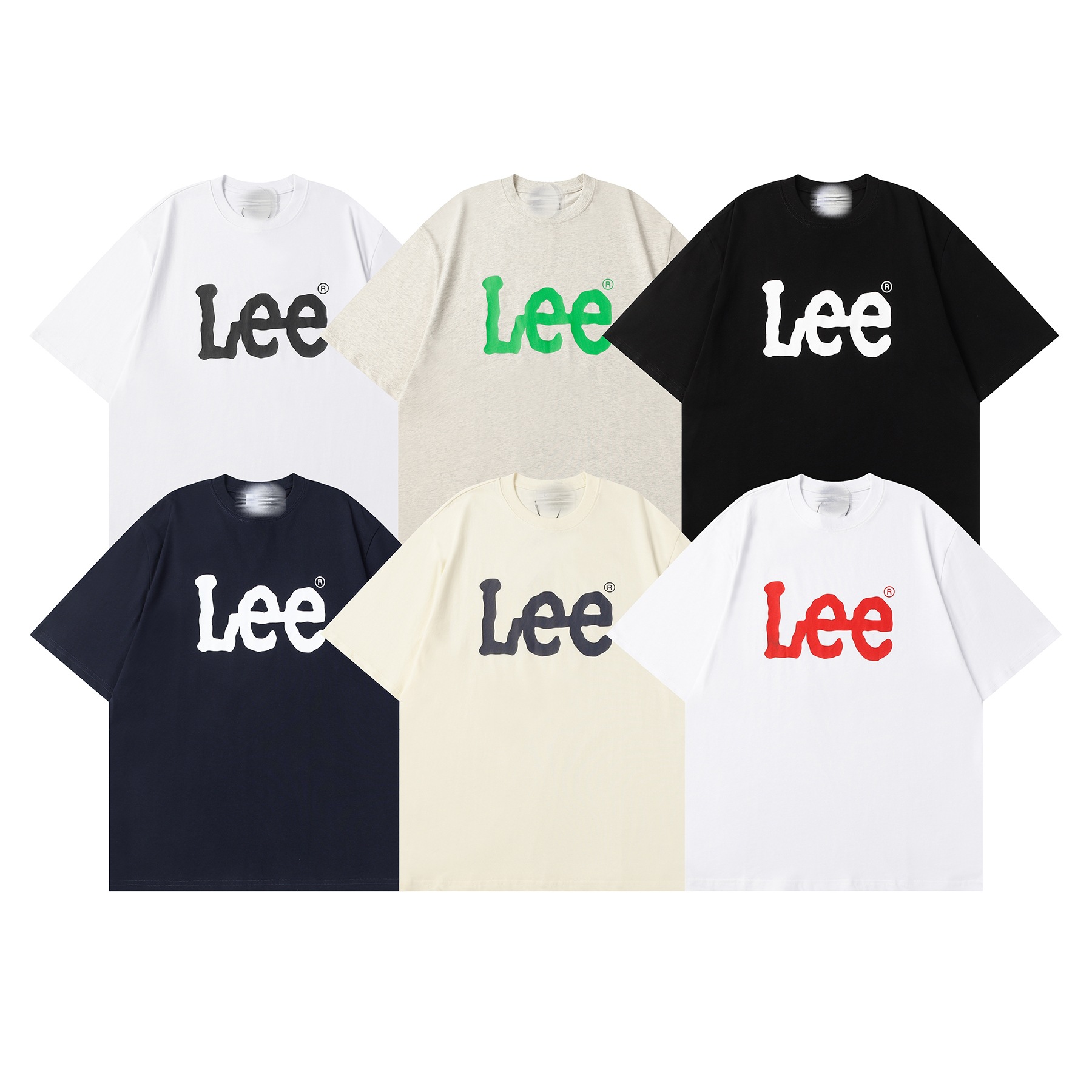 韩国潮牌lee纯棉t恤简约色字母印花短袖百搭宽松情侣装王一博同款