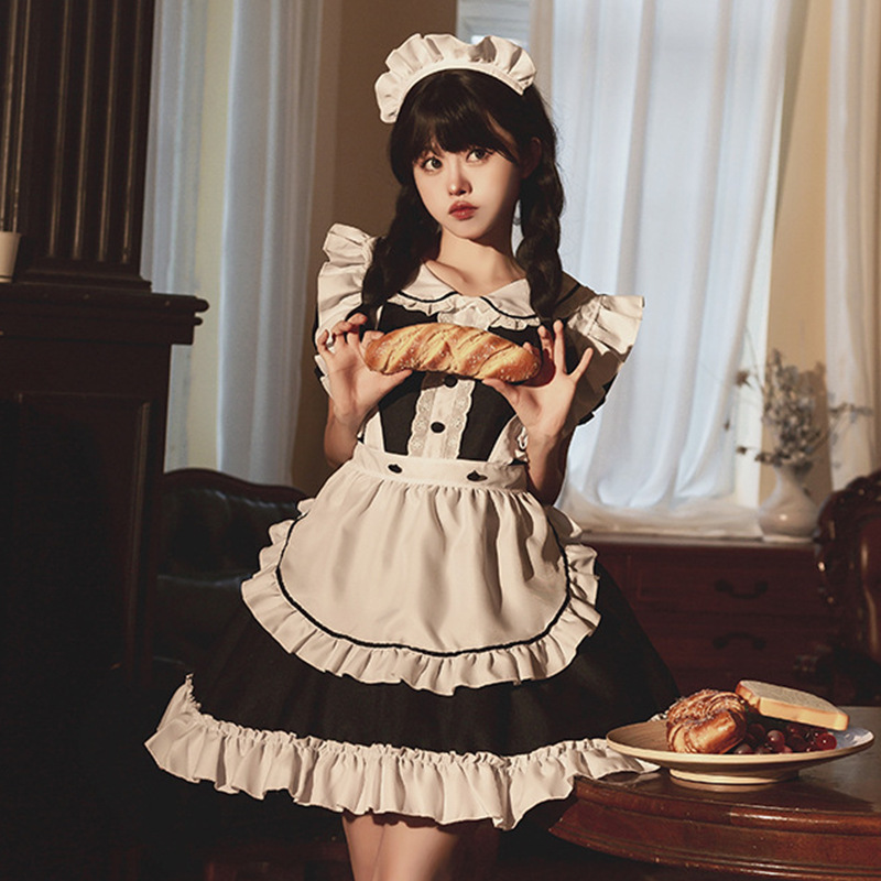 轻音女仆cosplay可爱洛丽塔娃娃领女佣制服万圣节连衣裙一件代发