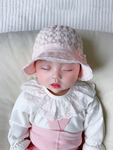 婴儿防晒帽子女宝宝小月龄公主帽夏季超萌可爱薄款透气新生遮阳帽