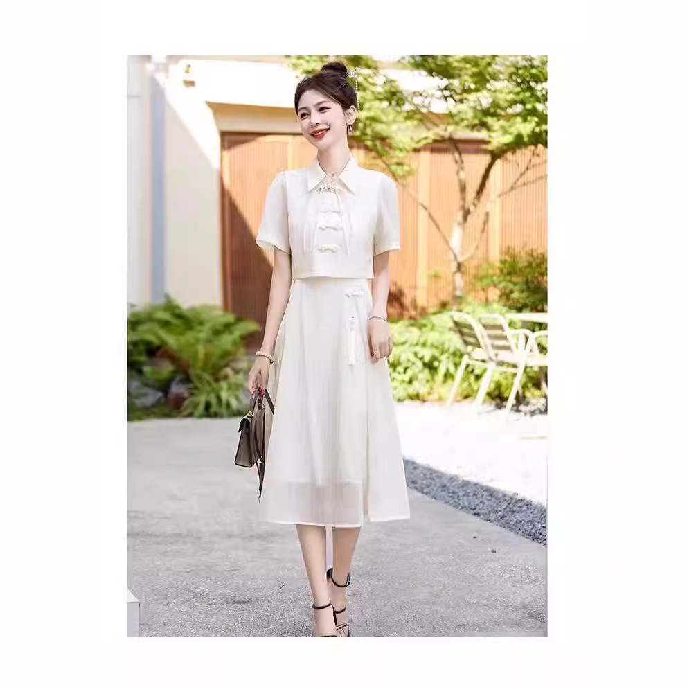 新中式连衣裙女2024夏季新款复古国风日常设计感小众仙女套装裙子
