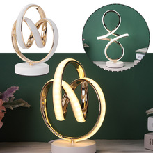 Modern LED Spiral Table Lamp Desk Bedside Acrylic Iron Curve