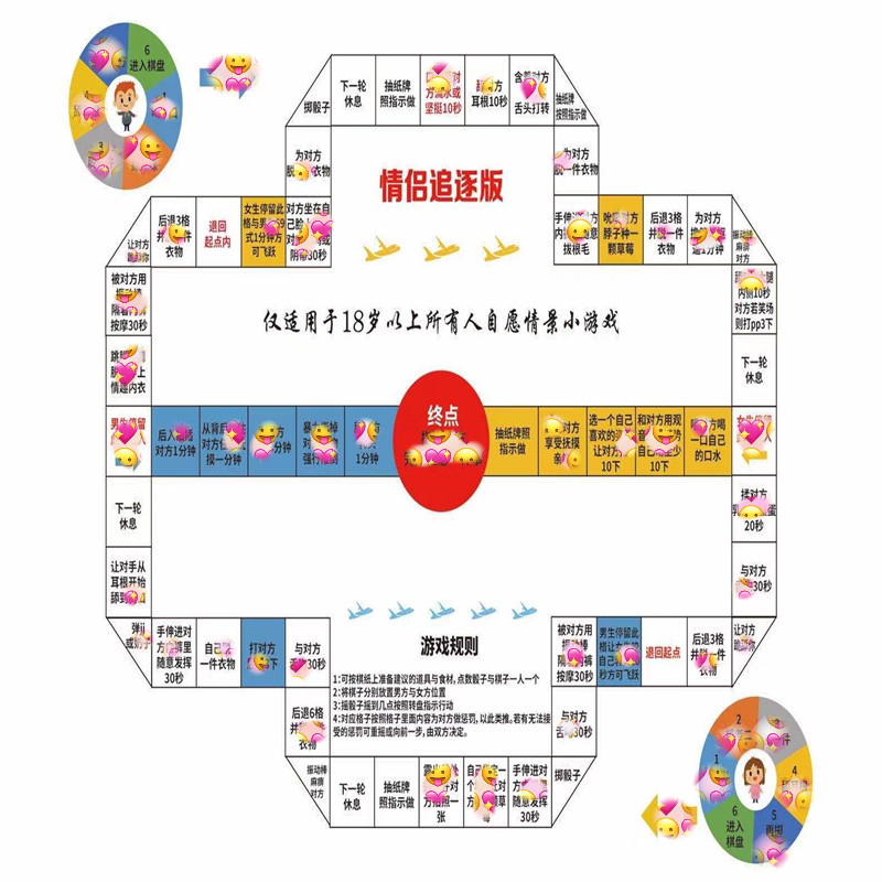 情侣飞行棋游戏真人大富翁恋爱大冒险夫妻互动惩罚助兴玩具