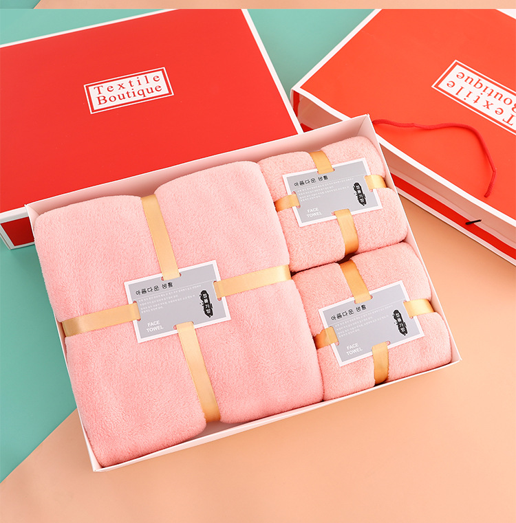 Coral Fleece Towels Three-Piece Set Company Opening Gift Business Group Purchase Present Towel Gift Box Logo