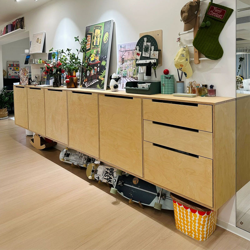 桦木组合书柜壁挂置物架客厅电视背景墙壁装饰墙柜海洋板模块柜子