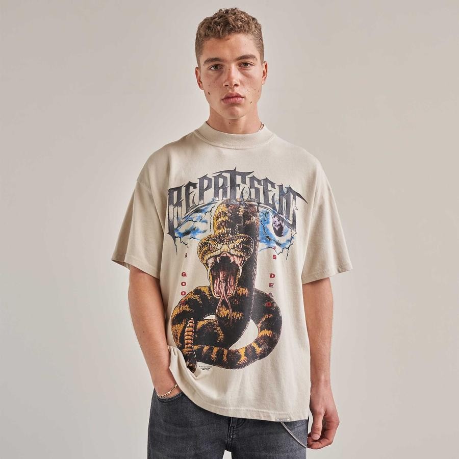 represent响尾蛇蟒蛇复古水洗做旧美式高街宽松短袖男女t恤fog潮