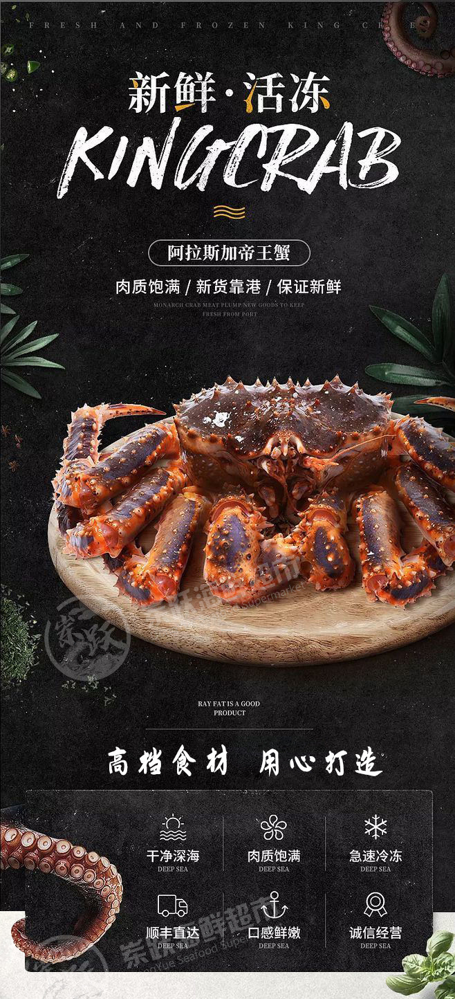帝王蟹鲜活阿拉斯加帝王蟹超大野生进口蟹活冻冰鲜
