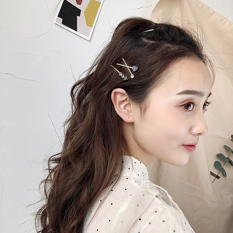 韩版少女泫雅风发夹一字夹网红彩色珍珠边夹bb夹甜美仙女几何女