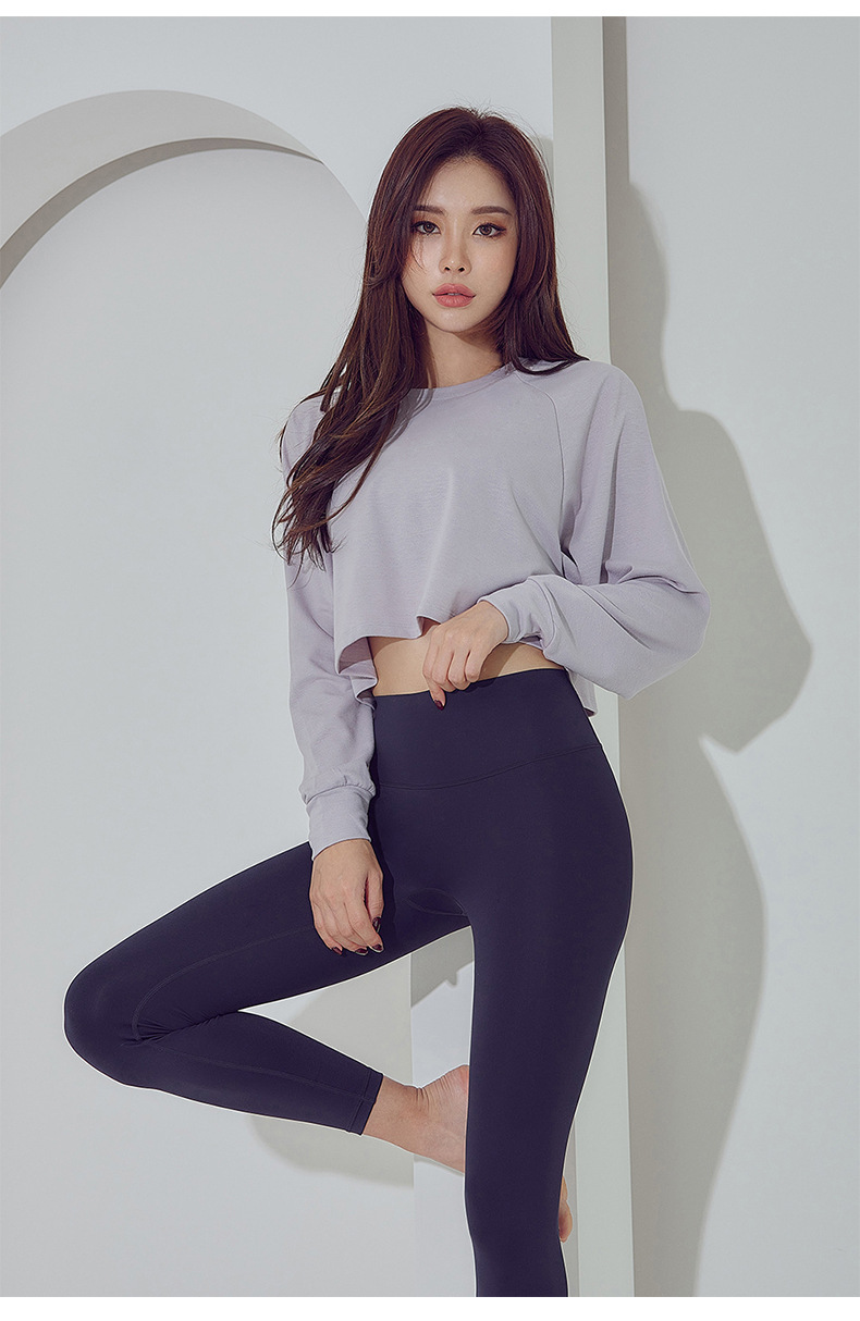 宽松大码lulu瑜伽服长袖女 户外运动上衣舞蹈透气速干衣健身服